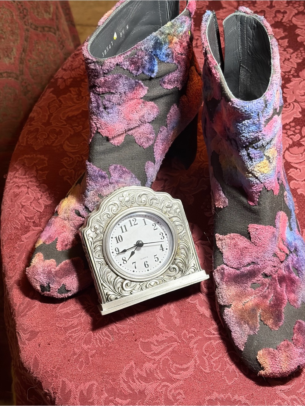 Stuart Weitzman Multicolor Floral Velvet Ankle Boots - Picture 8 of 15